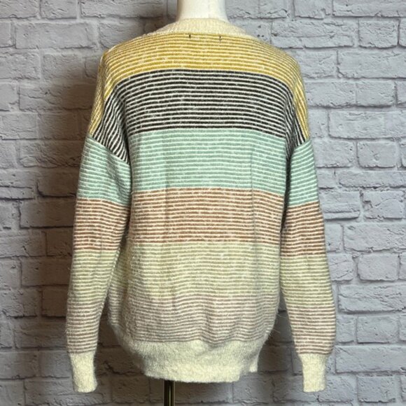 On Blue Pastel Stripe Textured Knit Sweater Women's L - Picture 3 of 6